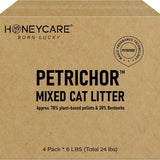 HONEY CARE Petrichor Mix Cat Litter I Tofu Cat Litter I Nature Plant-Based Pellets and Bentonite Sustainable I Low-Dust Qucik Clumping Superior Odor Control, 24-lbs Value Pack (24lbs 2pacs)