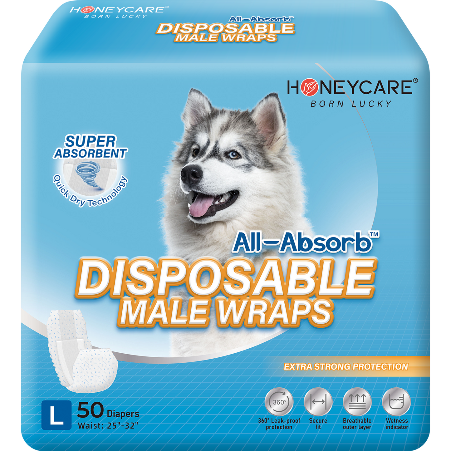 Honeycare All-Absorb Male Dog Wrap, Value Pack