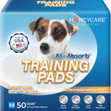 HoneyCare All-Absorb Puppy Training Pads, Ultra Absorbent and Odor Eliminating, Leak-Proof 5-Layer Potty Training Pads with Quick-Dry Surface 22"x23 inch, 50ct (2 Packs)