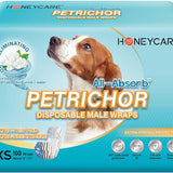 HoneyCare Printed All Absorb Petrichor Male Dog Wrap, Fresh Scent Disposable Diapers, Extra Small, 100ct (2 Packs)